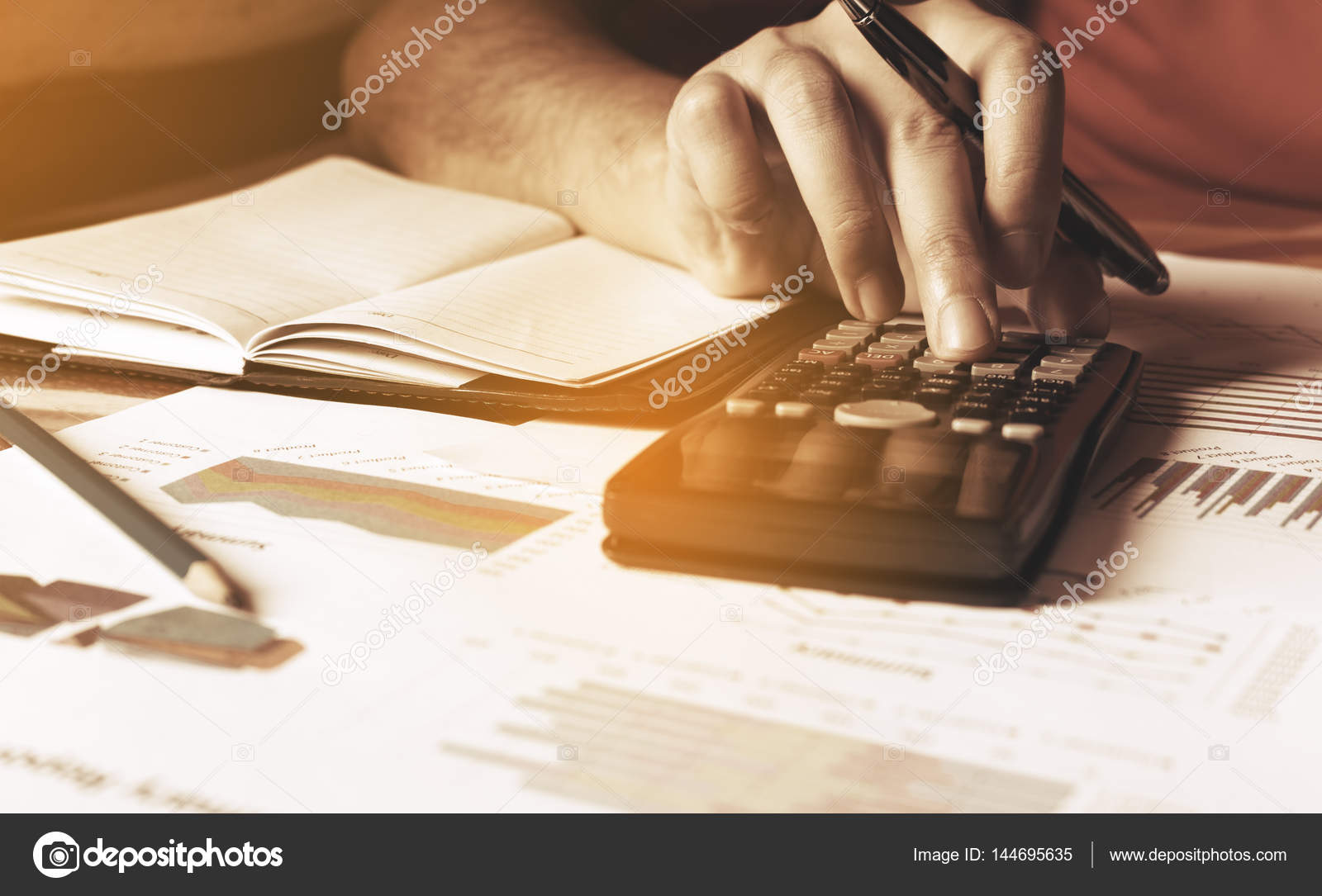 Businesswoman calculate finance and thinking about problem with